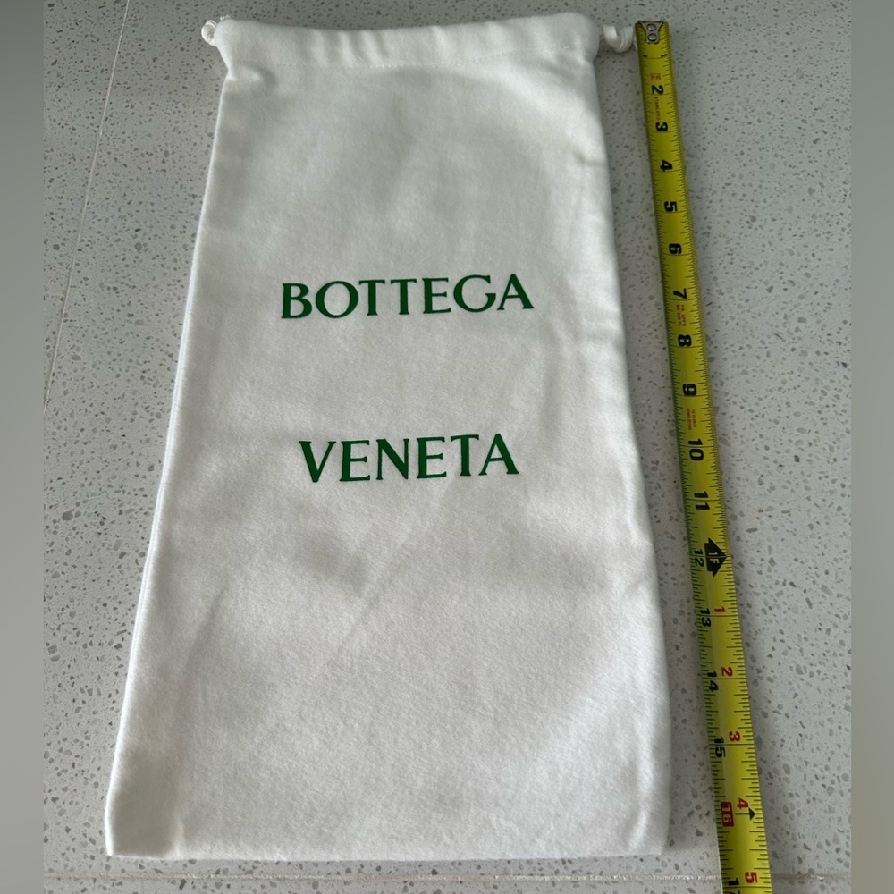 Bottega Veneta Cream Dust Bag with Green Logo